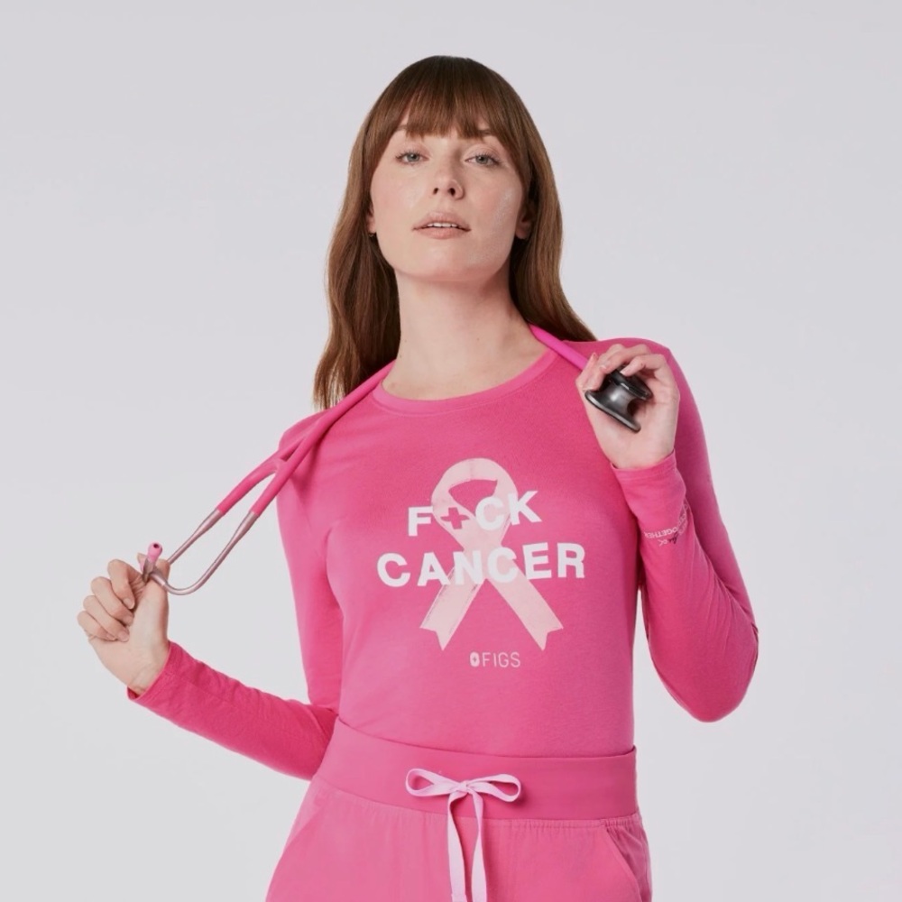 Figs Bold Pink Long Sleeve Tee